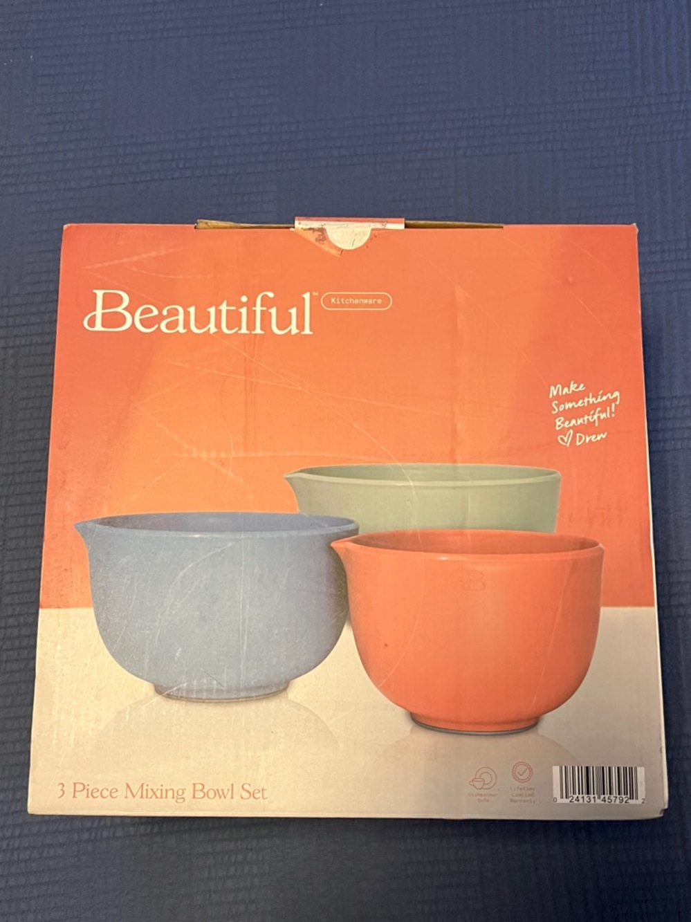 Beautiful by Drew 3-Piece Mixing Bowl Set - Blue, Orange, Green